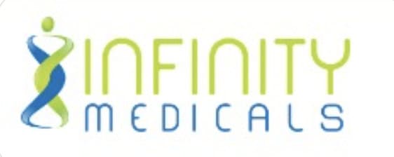 Bright Infinity Medicals logo featuring a stylized infinity symbol and modern font.