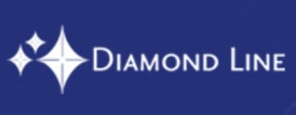 Bright diamond-shaped logo with stars for Diamond Line, a leading jewelry and diamond retailer.